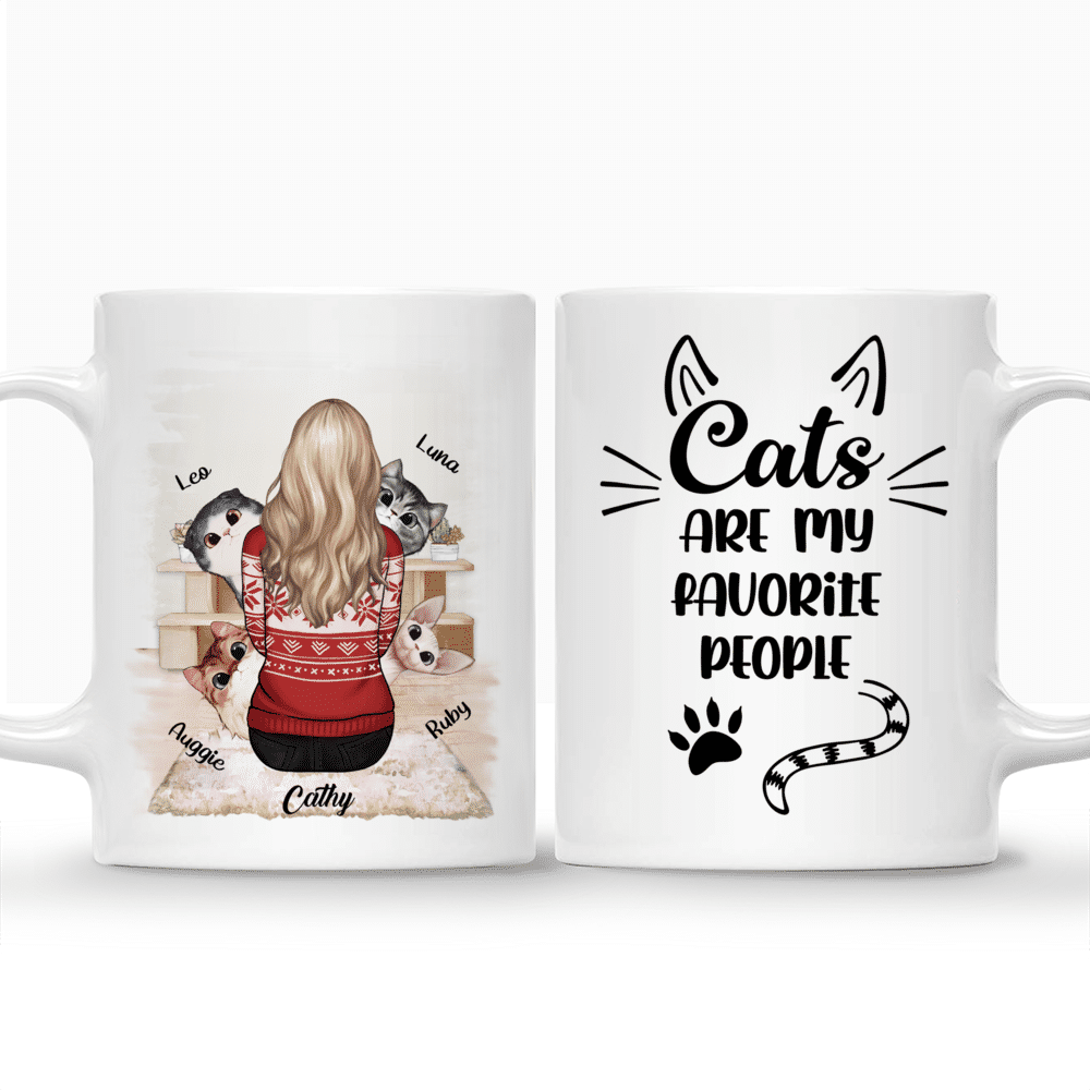 Personalized Mug - Girl And Cats - Cats are my favorite people_3