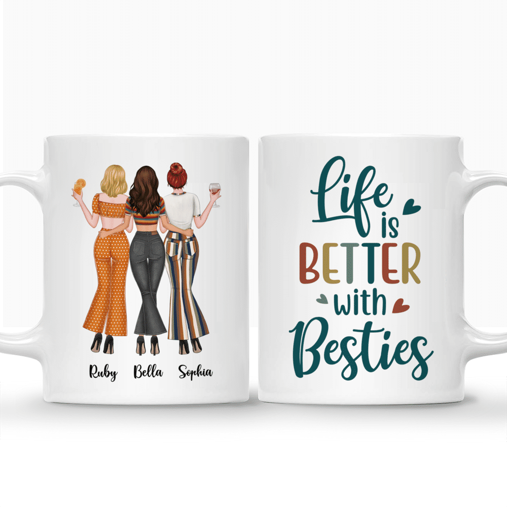 Personalized Mug - Up to 3 Girls - Life Is Better With Besties 70s_3