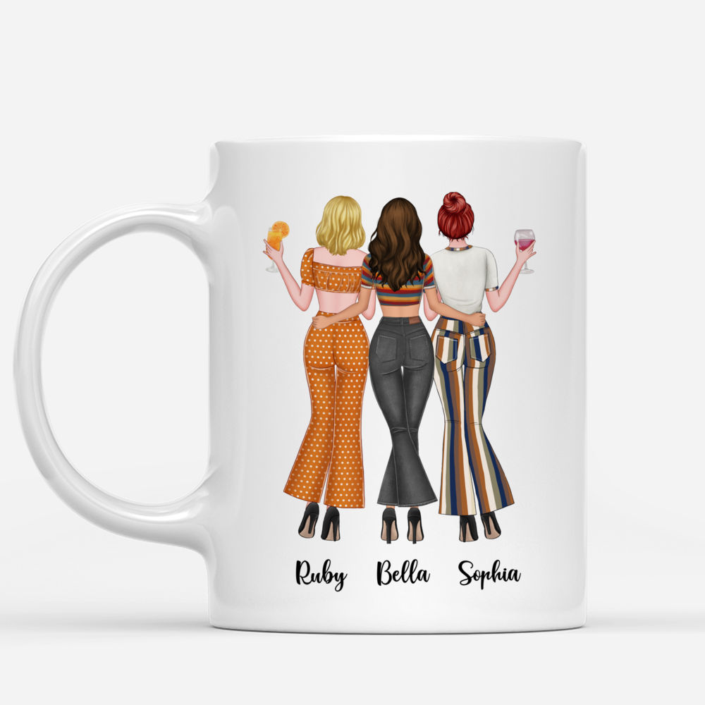 Up to 3 Girls - Walking Together Friends Forever 70s - Personalized Mug_1