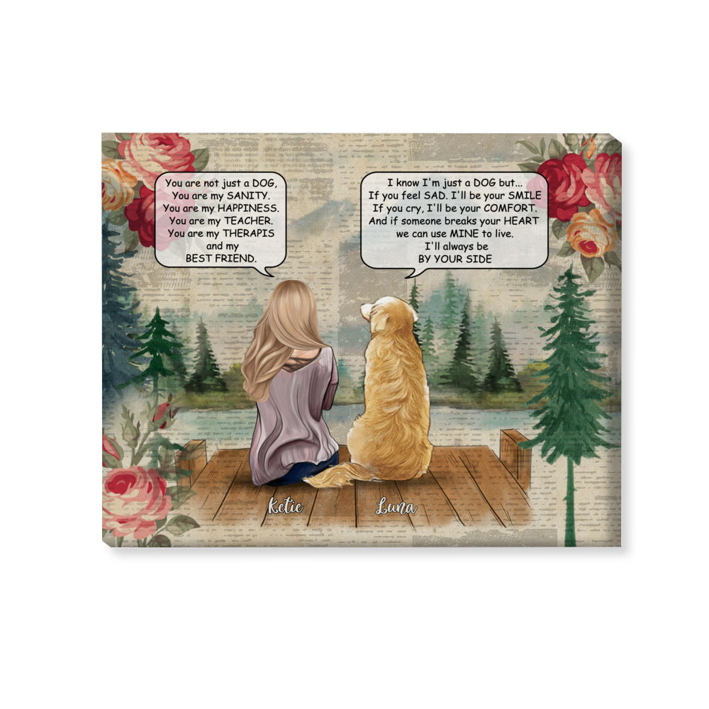 Personalized Wrapped Canvas - Girl and Dogs - You are not just a dog ver 3