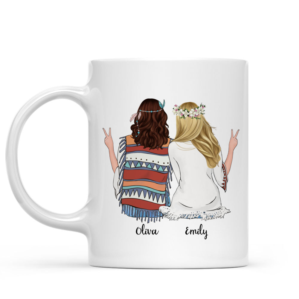 Boho Hippie Bohemian Girls - Always Sisters - Personalized Mug_1