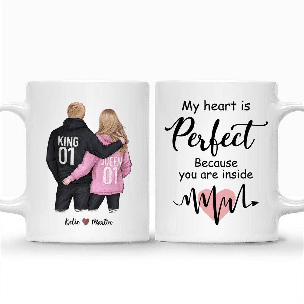 Couple Mug - My Heart Is Perfect Because You Are Inside - Couple Gifts, Valentine's Day Gifts, Gifts For Her, Him - Personalized Mug_3