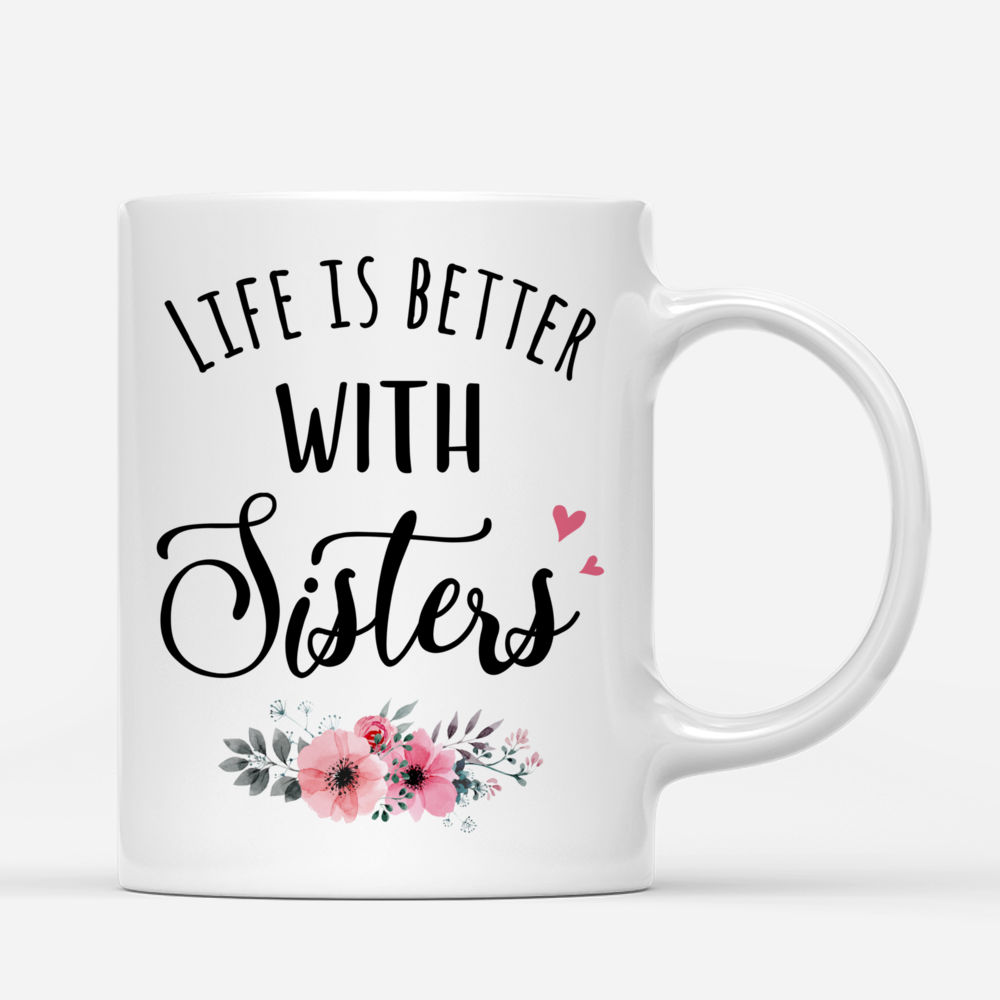 Up to 5 Sisters - Life is better with Sisters - Grey (BG Sunset) - Personalized Mug_2