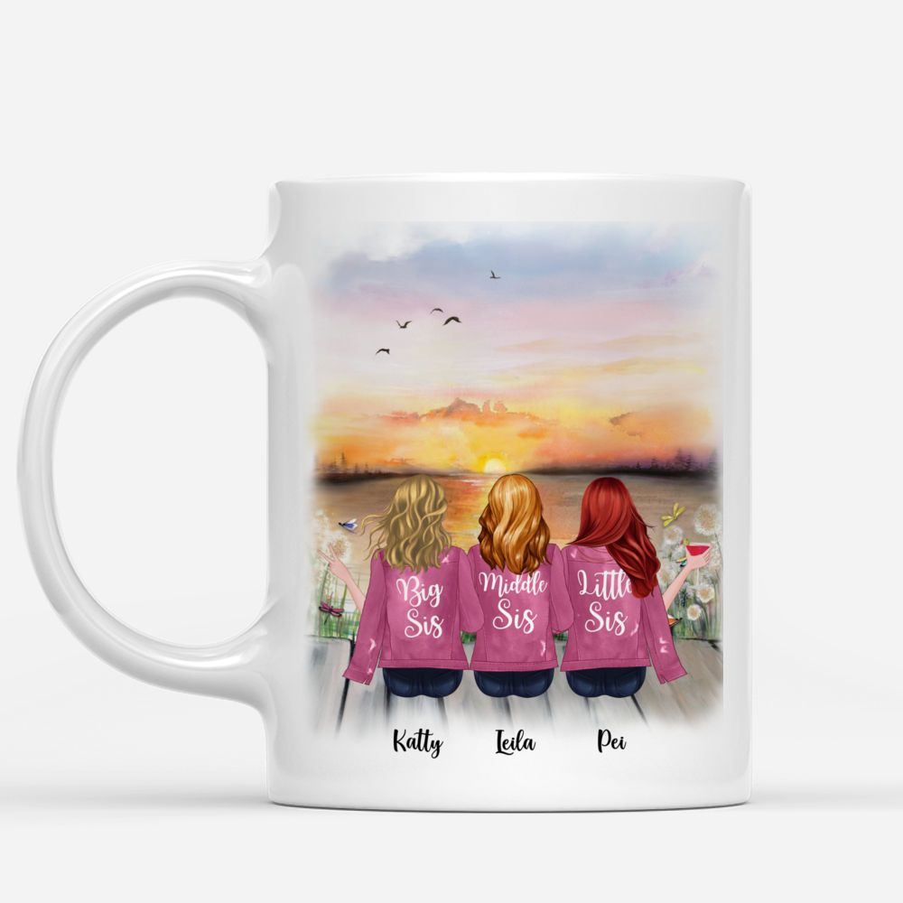 Personalized Mug - Up to 5 Sisters - Life is better with Sisters - Pink (BG Sunset)_1