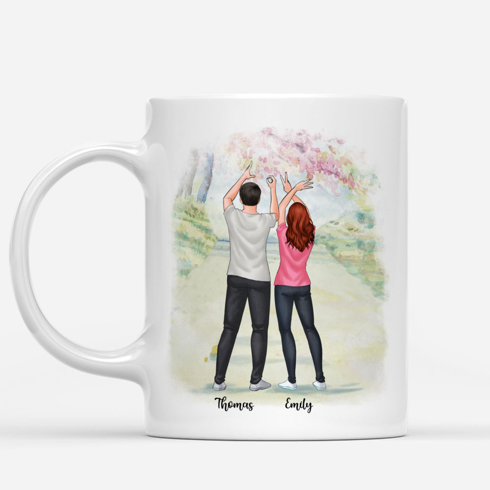 Personalized Mug - Couple making love word with hand sign - I'm Yours No Refunds_1