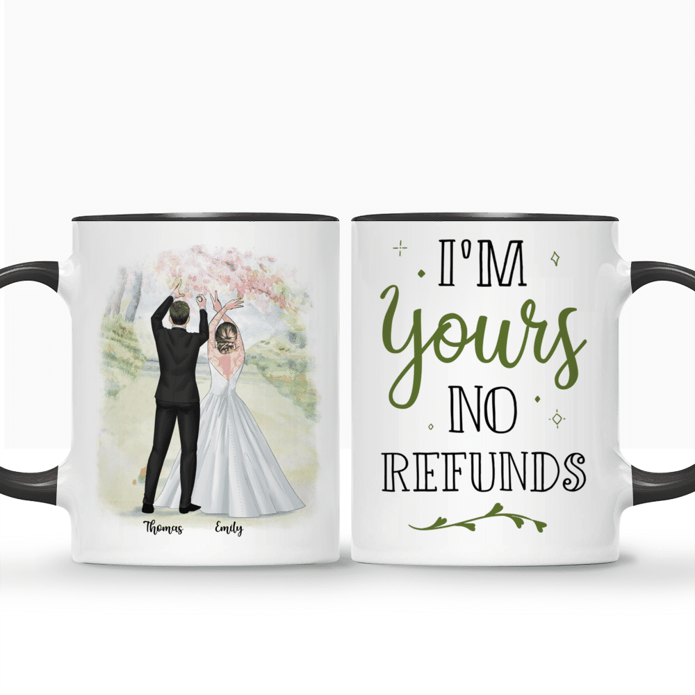 Couple making love word with hand sign - I'm Yours No Refunds - Couple Gifts, Couple Mug, Valentine's Day Gifts, Gifts For Her, Him - Personalized Mug_3