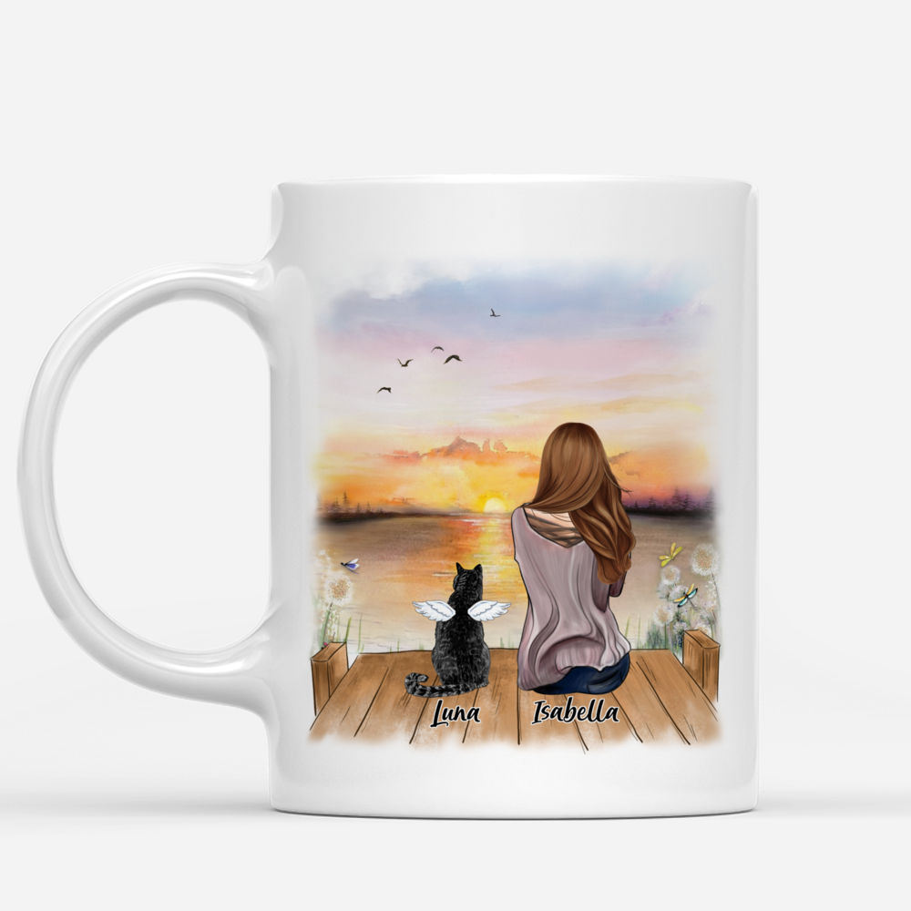 Personalized Mug - Girl And Cats_Sunset - Forever In My Heart_1
