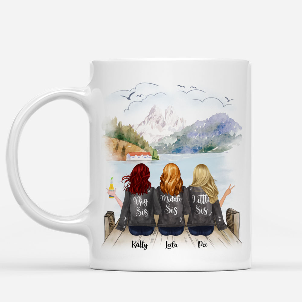 Personalized Mug - Up to 5 Sisters - Life is better with Sisters(BG Mountain 2) - Grey_1