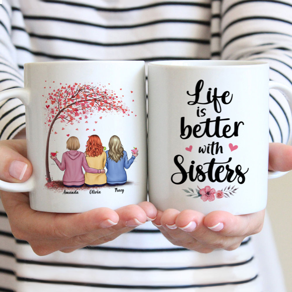 Personalized Mug - Love Tree - Life Is Better With Sisters