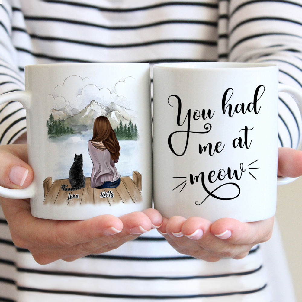 Personalized Mugs - Girl and Cats - You Had Me at Meow