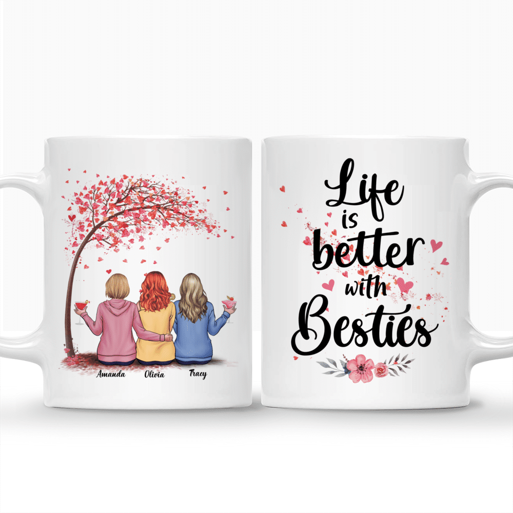 Personalized Mug - Love Tree - Life Is Better With Besties - Up to 5 Ladies_3
