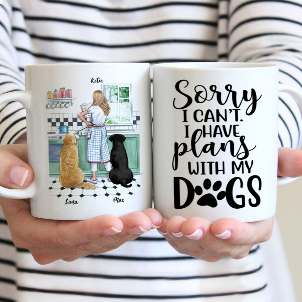 Custom Dog Mug - Girl and Dogs - The Year I Got To Be A Stay At Home