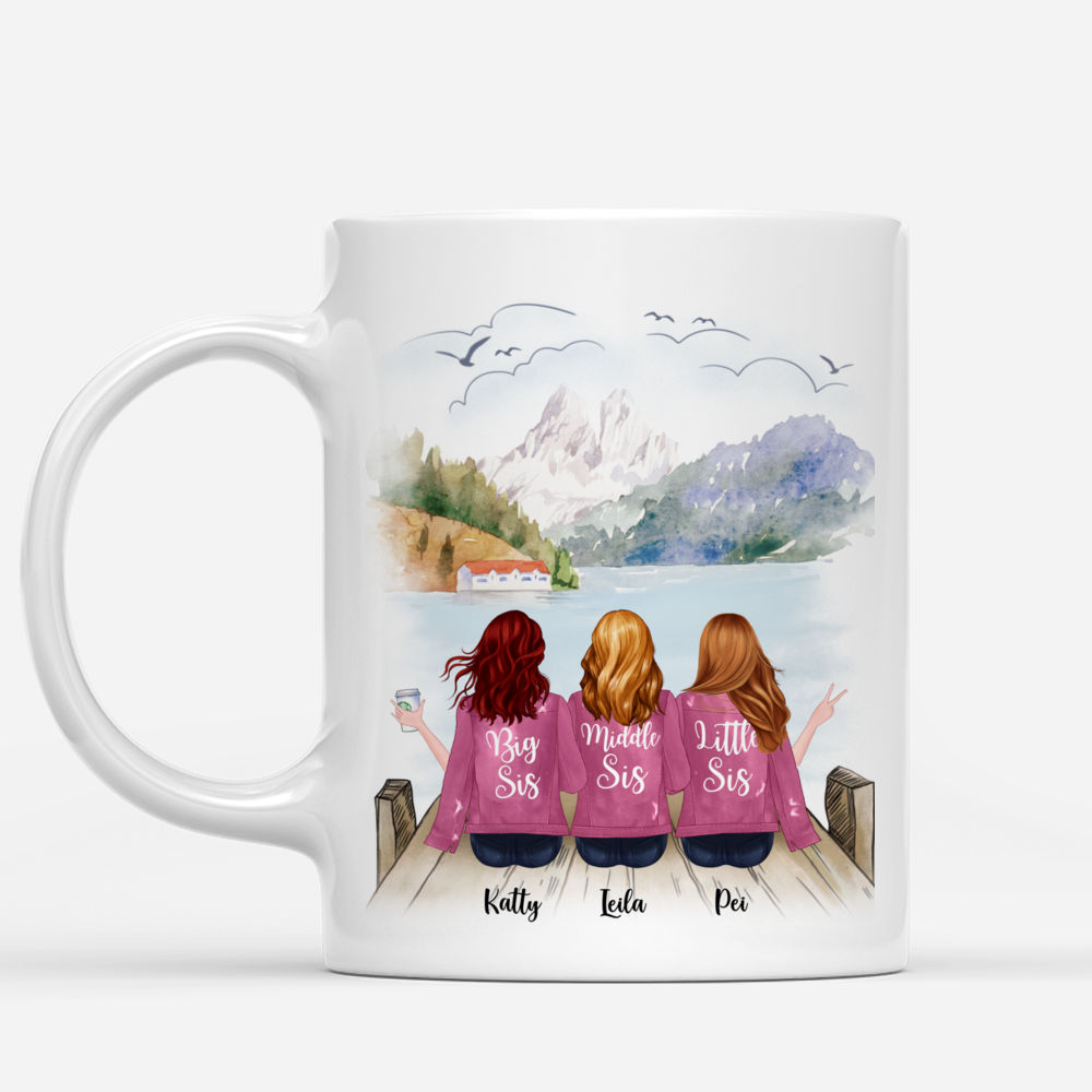 Personalized Mug - Up to 5 Sisters - Life is better with sister - Pink - (BG Moutain 2)_1