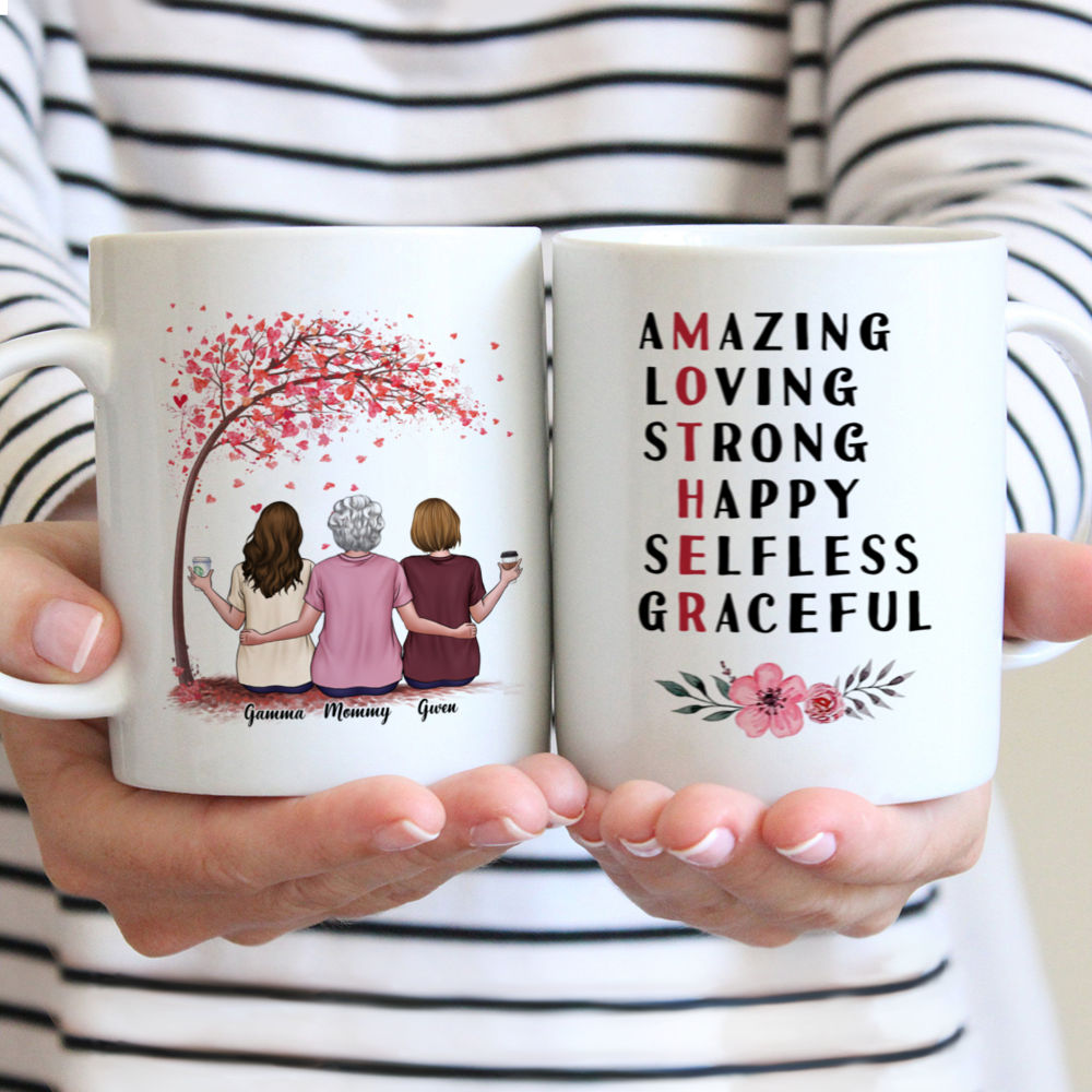 Personalized Mug - Mother & Daughter - Mother: Amazing, Loving, Strong, Happy, Selfless, Graceful - Love