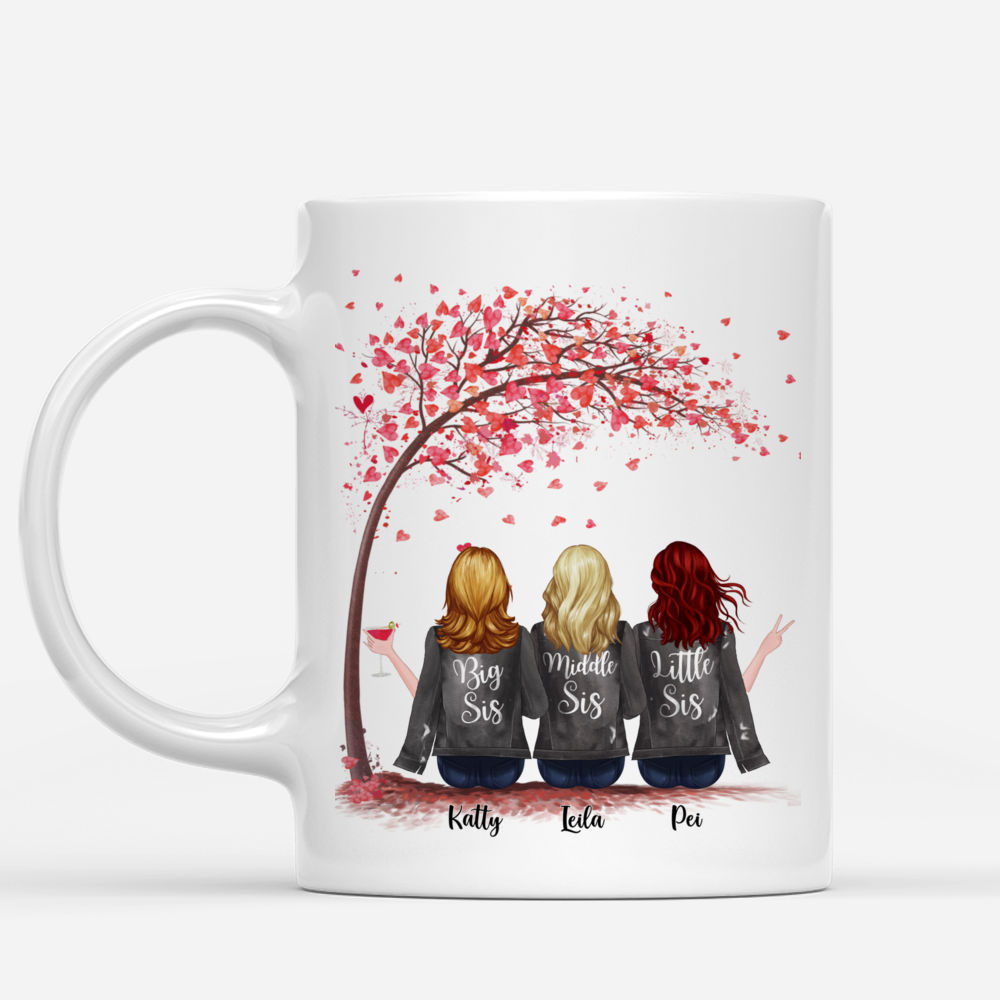 Personalized Mug - Up to 5 Sisters - Life is better with Sisters - Love Tree - Grey_1