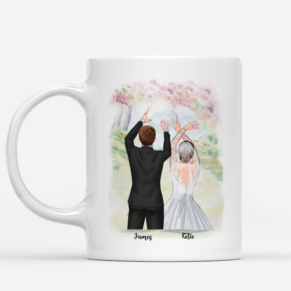 Personalized Mug - Couple making love word with hand sign - I'm Yours No Refunds - Couple Gifts, Couple Mug, Wedding, Valentine's Day Gifts_1