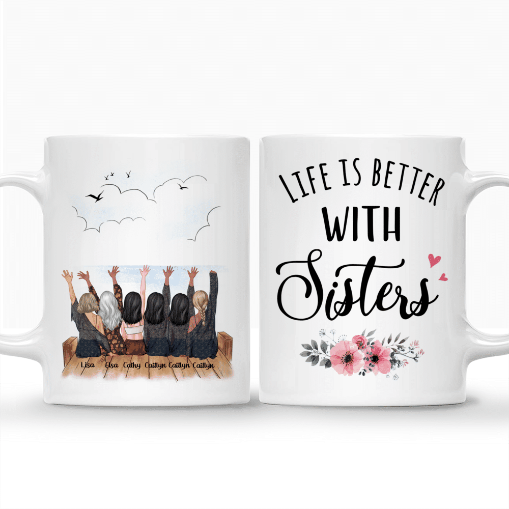 Personalized Mug - Up to 6 Sisters - Life is better with sisters (Ver 1) - Beach_3