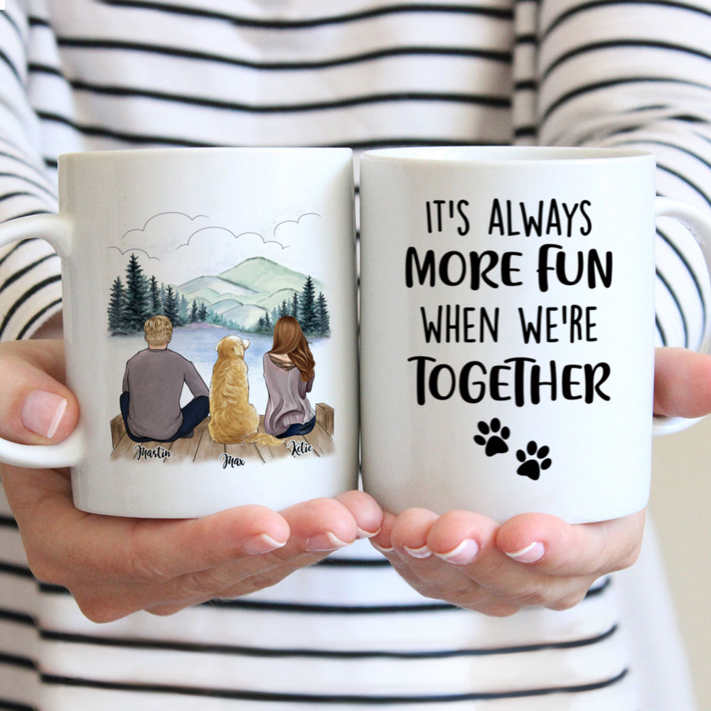 Personalized Mug - Couple and Dog - It's always more fun when we're together - Couple Gifts, Couple Mug, Valentine's Day Gifts