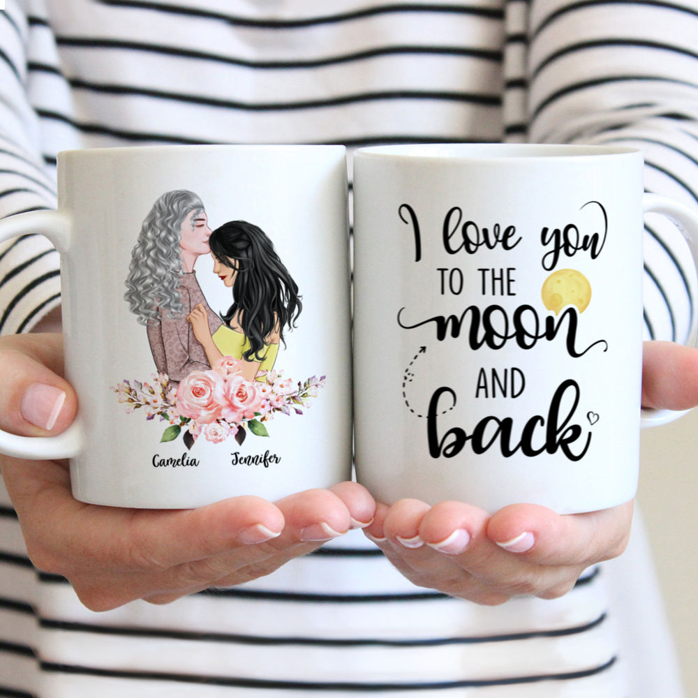 Personalized Mug - Mother & Daughter - I Love You To The Moon And Back