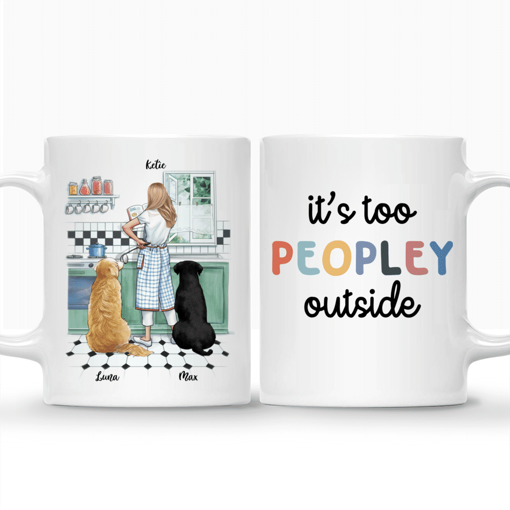 Personalized Girl and Dogs  Mug - it's Too Peopley Outside_2