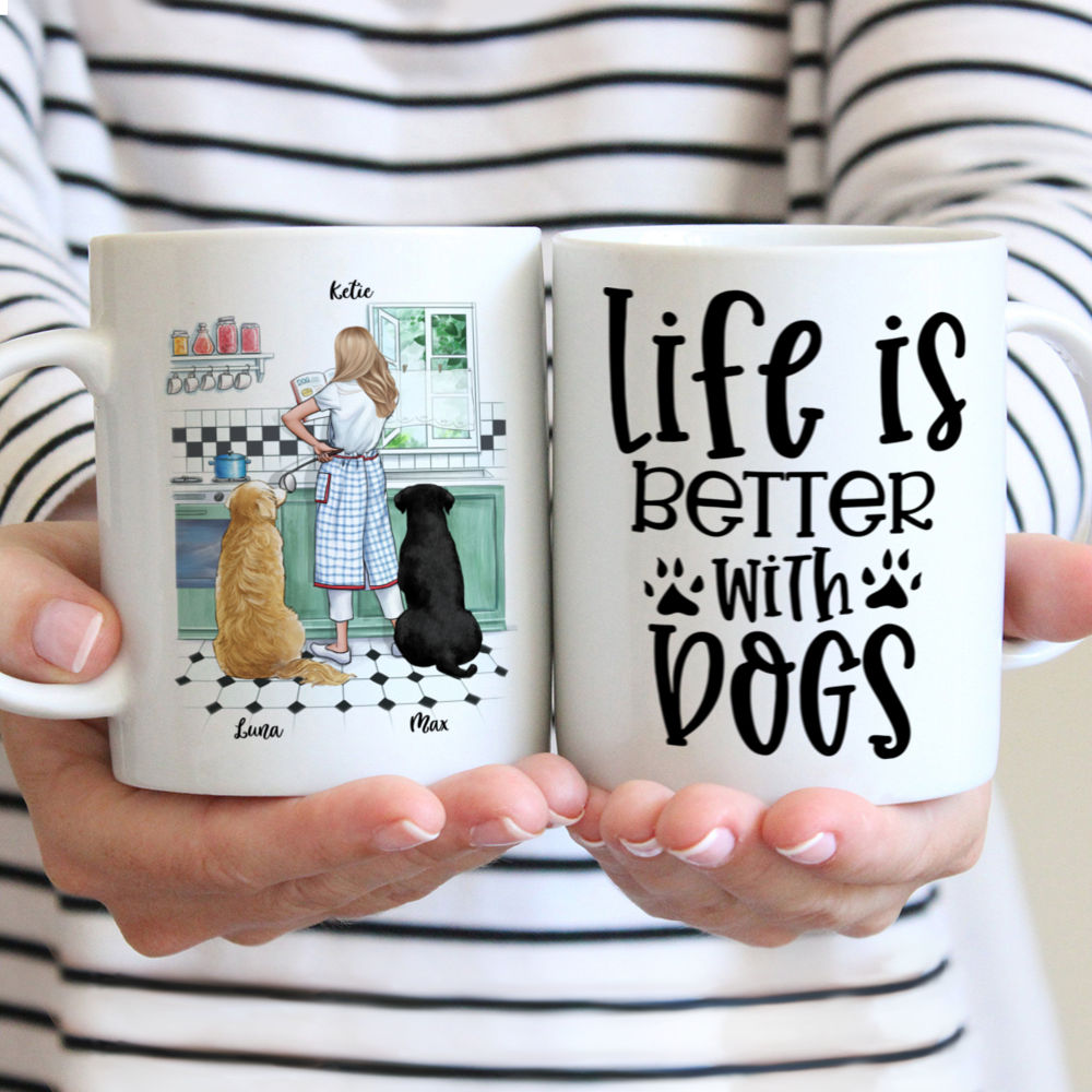 Personalized Mug - Girl and Dogs - Life Is Better With Dogs Ver 3