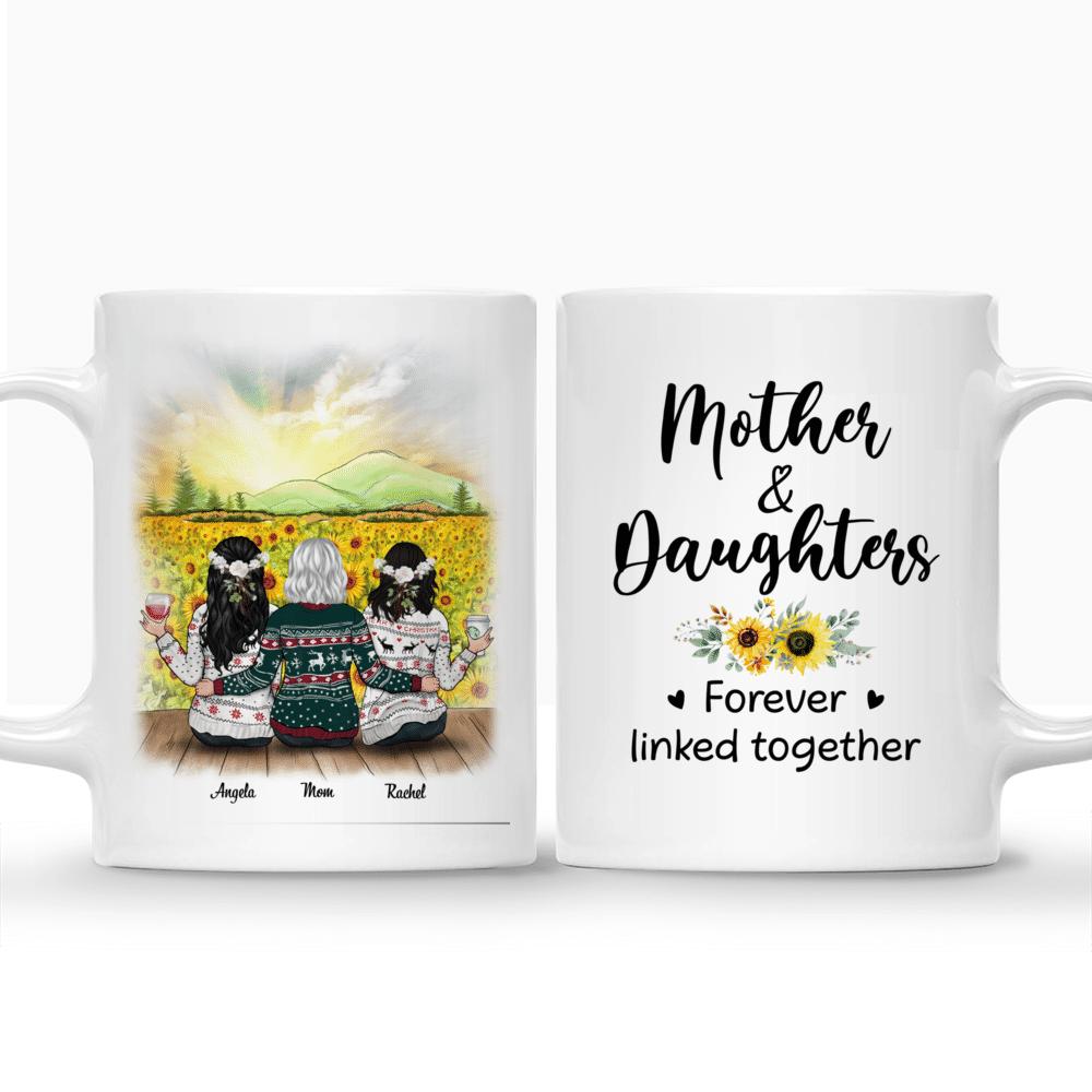 Personalized Mug - Mother & Daughter Sunflower - Mother & Daughters Forever Linked Together_3