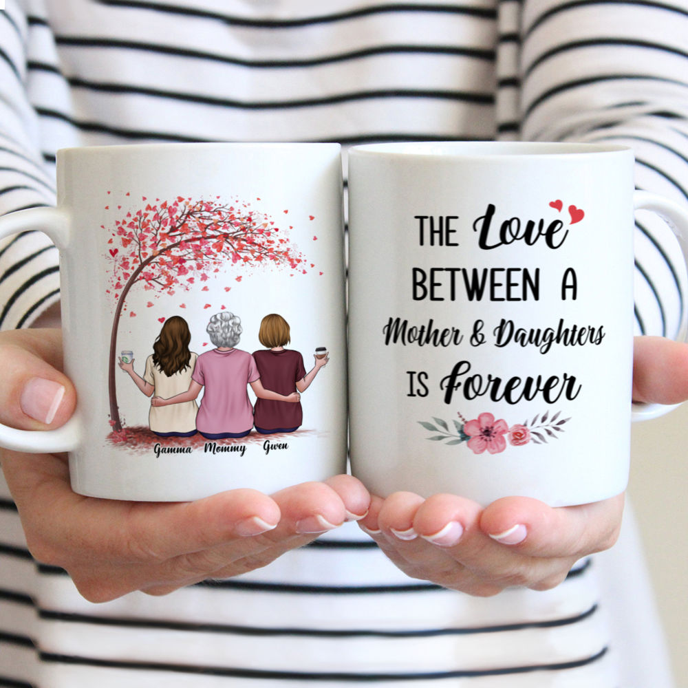 Personalized Mug - The Love Between A Mother & Daughters Is Forever (Love Tree)