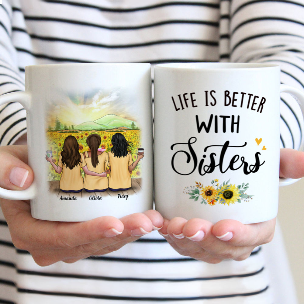 Personalized Mug - Sunflower Farm - Life Is Better With Sisters v2