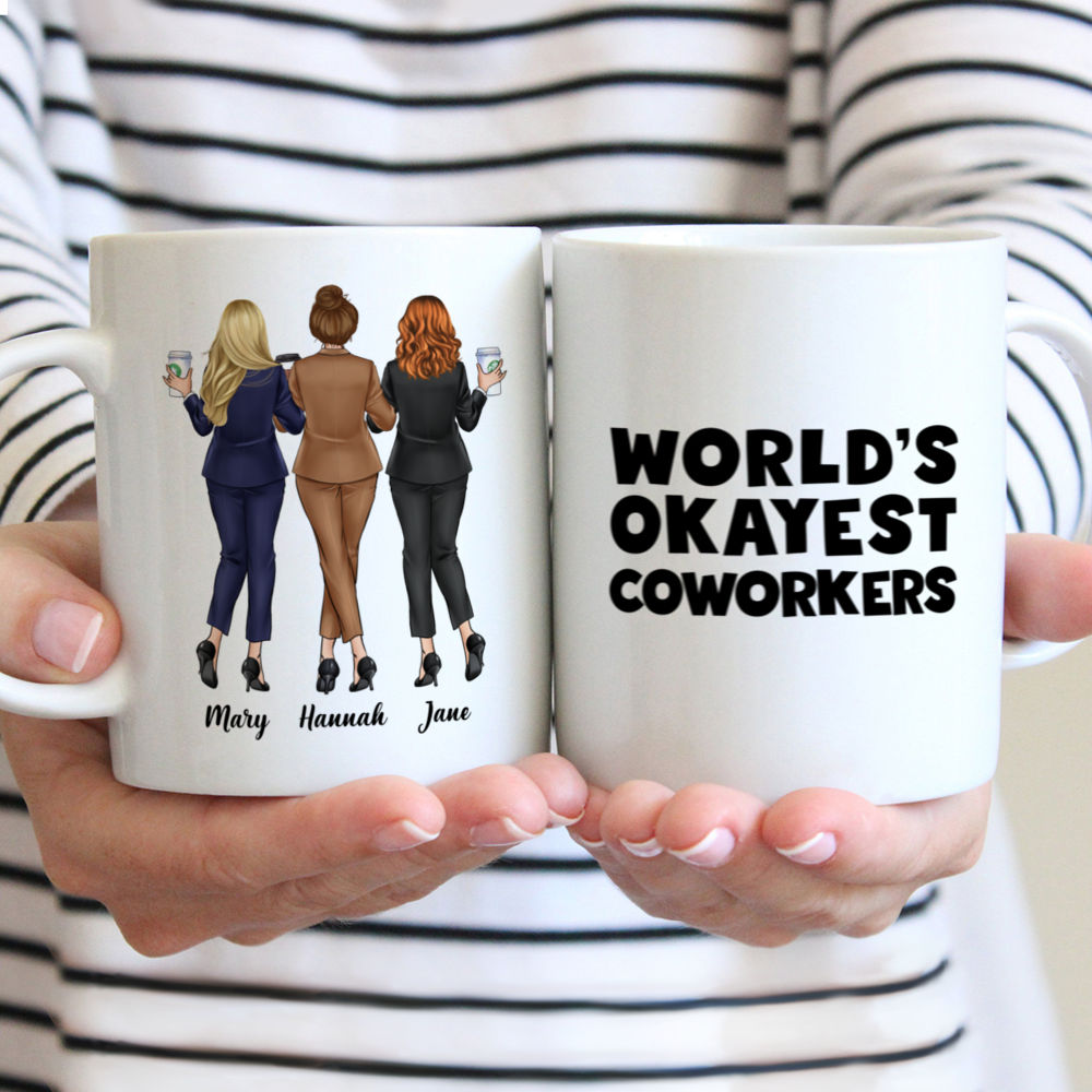 Personalized Mug - Colleague Mug - World's Okayest Coworkers - Up to 6 Ladies