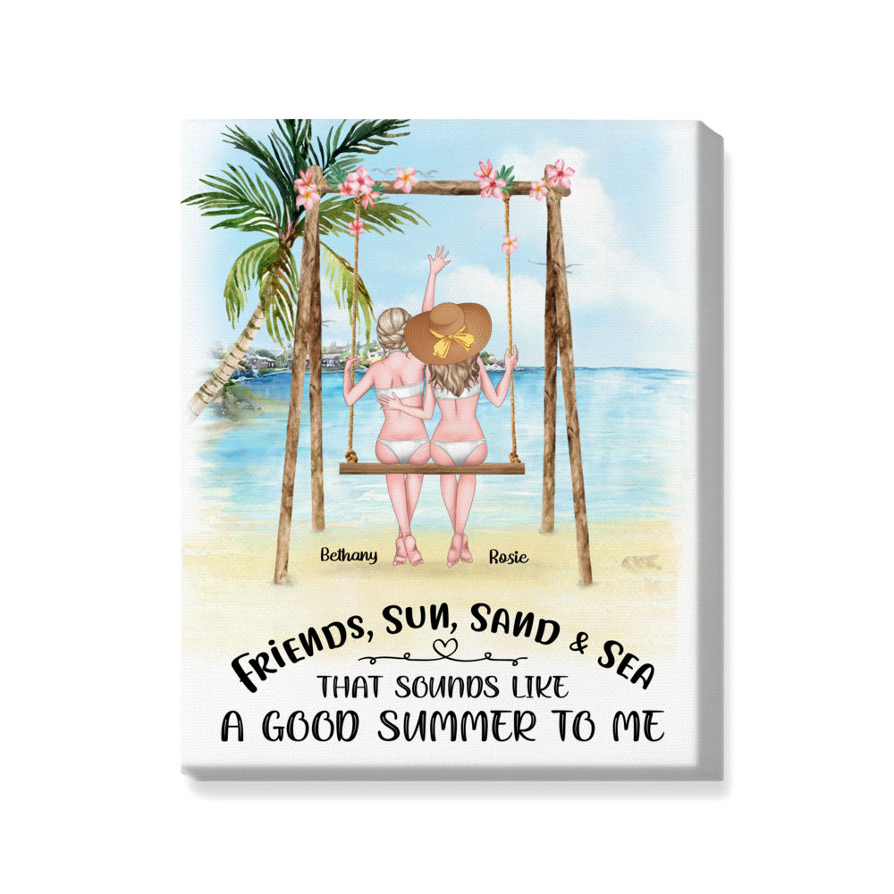 Beach Girls - Portrait Canvas - Friends, sun, sand & sea. That sounds like a good summer to me - Personalized Wrapped Canvas