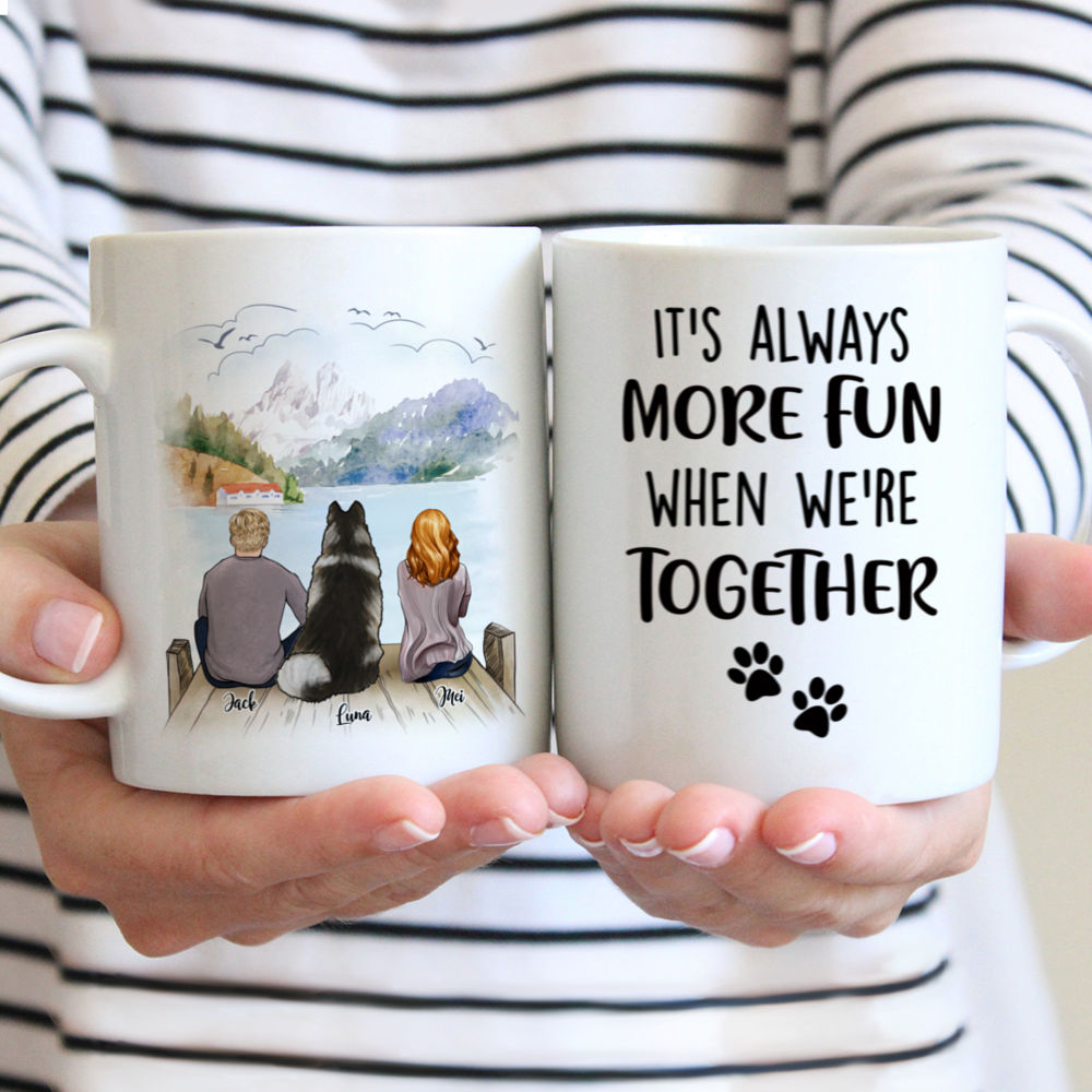 Personalized Mug - Couple and Dog - It's always more fun when we're together - Couple Gifts, Couple Mug, Valentine's Day Gifts