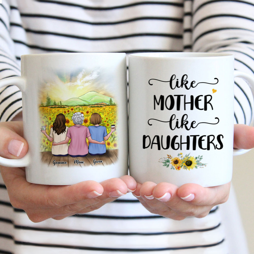 Personalized Mug - Mother & Daughter - Like Mother Like Daughters - Sunflower