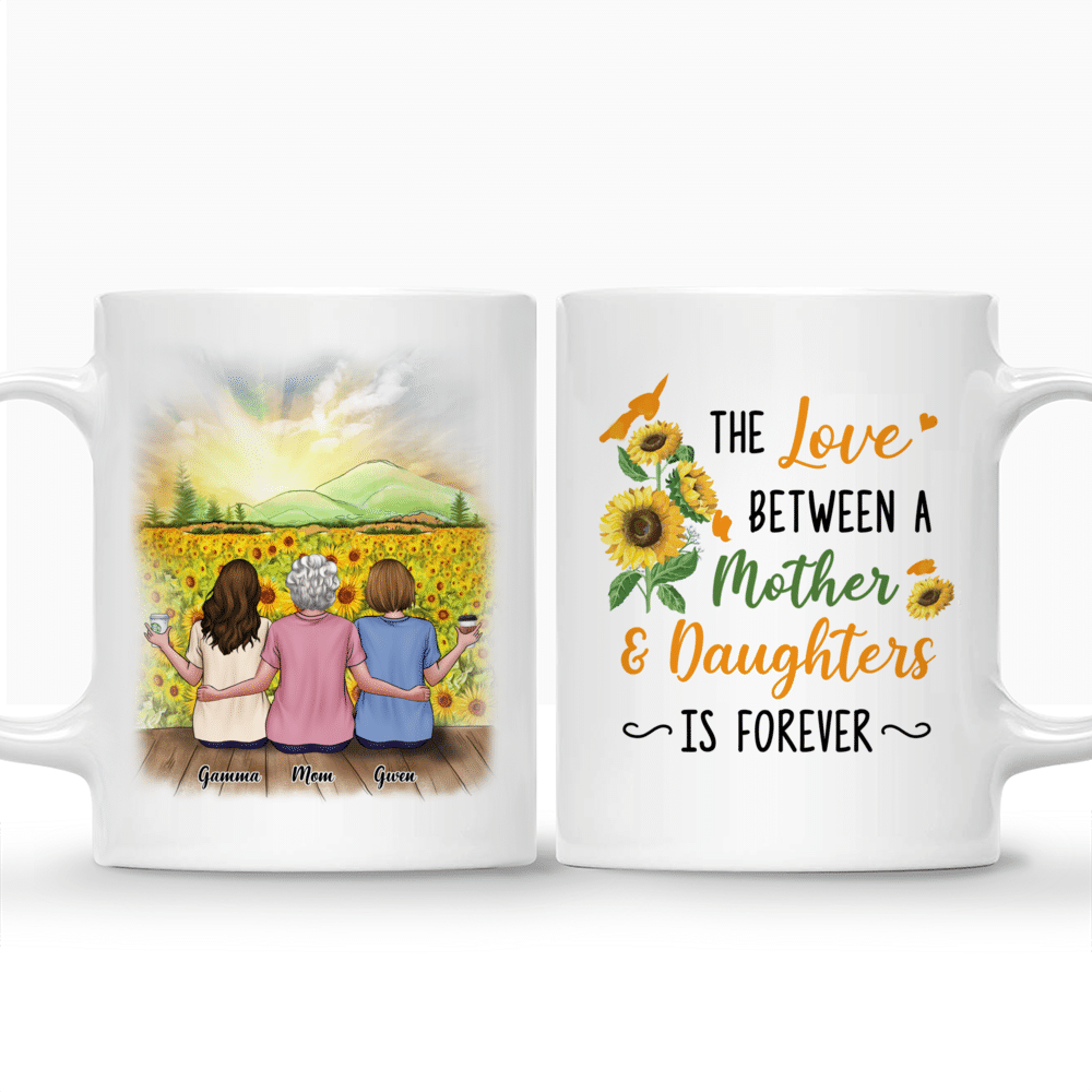 Personalized Mug - Mother & Daughter - The Love Between A Mother And Daughters Is Forever - Sunflower_3