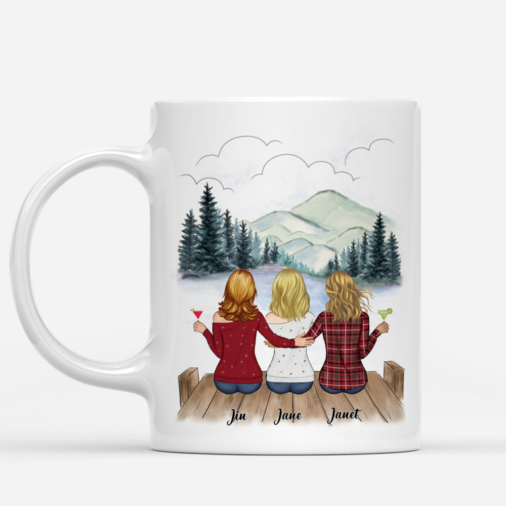 Personalized Mug - Up to 6 Sisters - First my sisters forever my friends (BG mountain 2) - Red_1