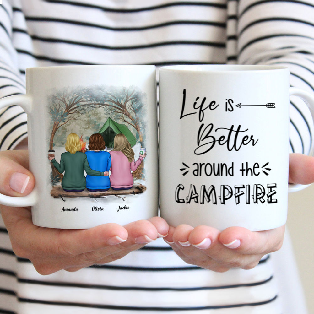 Life Is Better Around The Campfire Tin Enamel Camping Coffee Mug (Midnight Black, 15 Ounce)