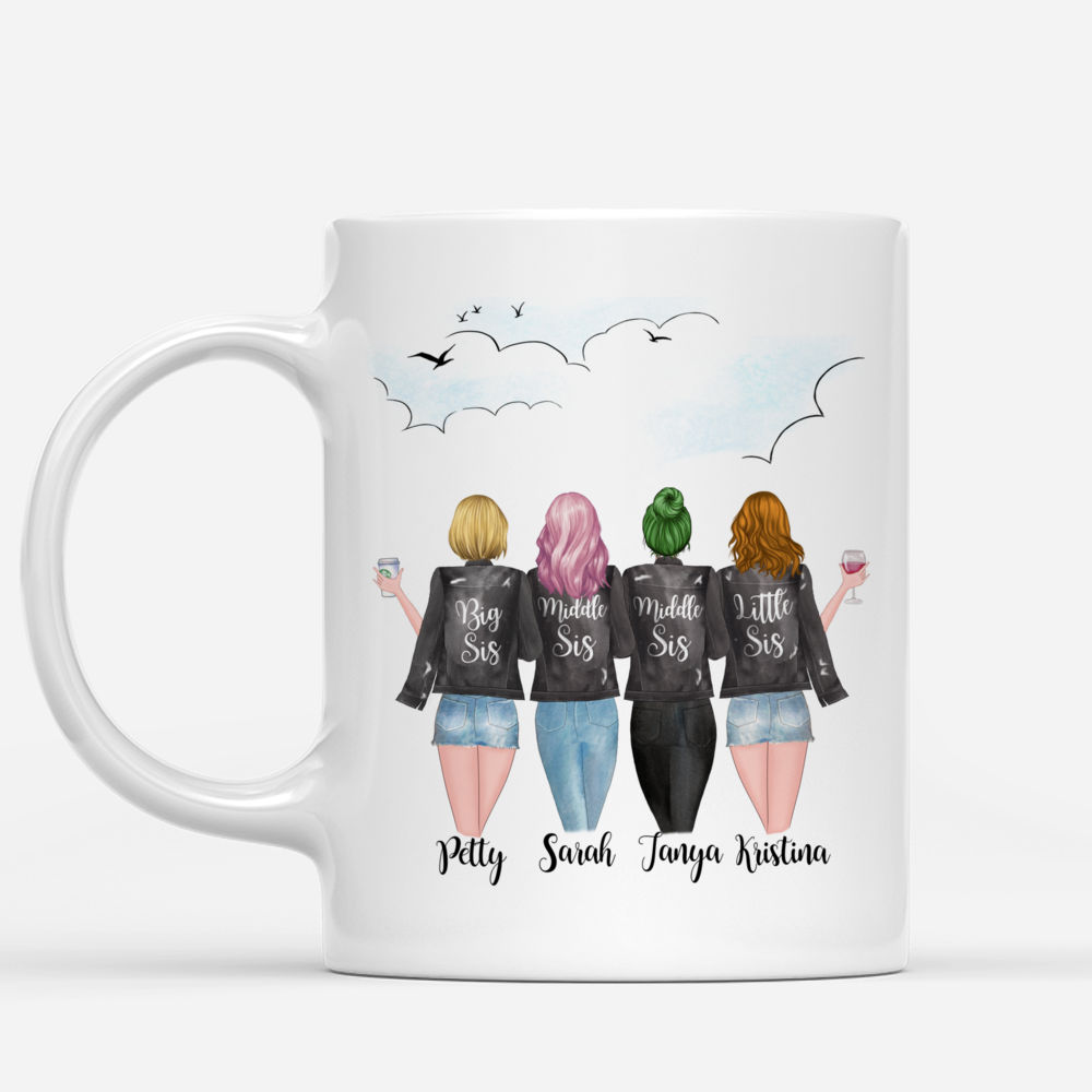 Custom Mugs For 4 Sisters Full Body - Side by side or miles apart_1