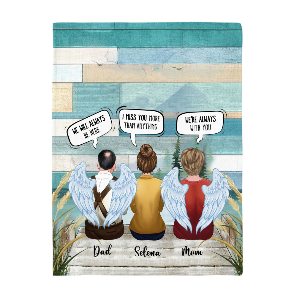 Personalized Blanket - Family Memorial - I Miss You More Than Anything Dad & Mom (Up to 3) - Gifts For Dad, Mom_2