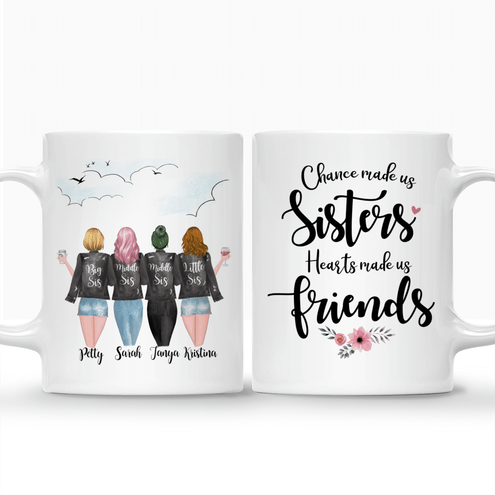 Personalized Mugs for Four Sisters - Chance Made Us Sisters. Heart Made Us Friends_3
