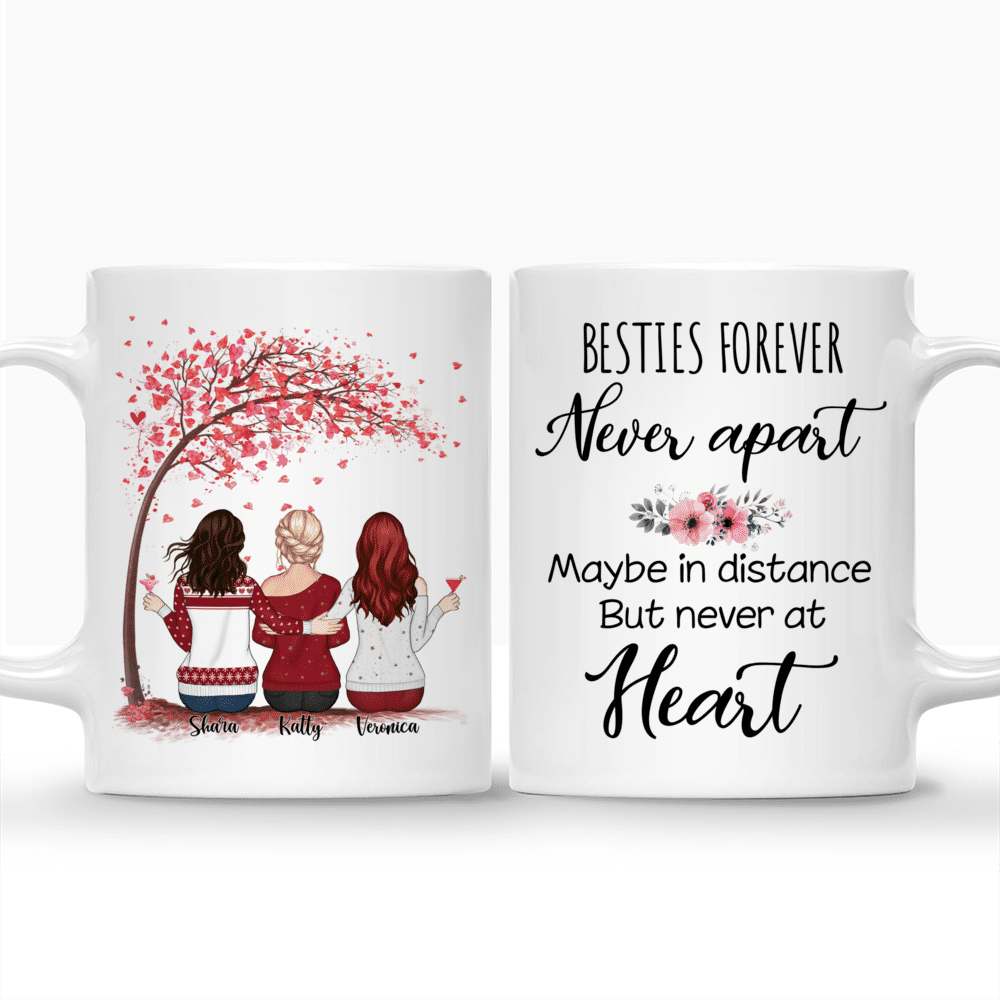 Personalized Mug - Up to 5 Women - Besties forever never apart. Maybe in distance but never at heart (3239)_3