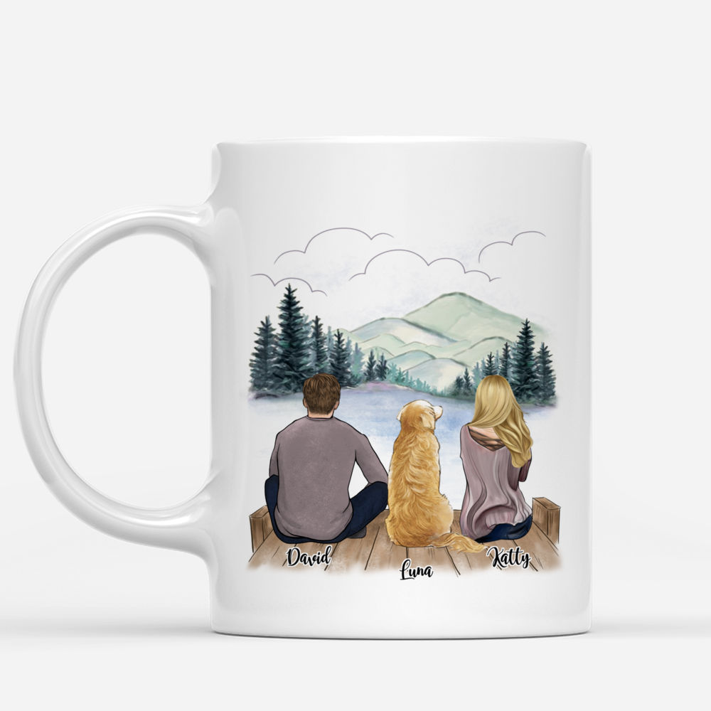 Custom Coffee Dog Mugs - Couple and Dog - Life is Better With A Dog