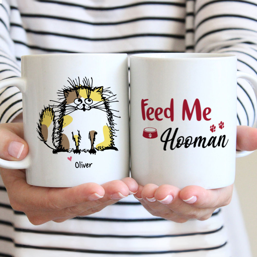 Personalized Mug - Cat Family - Feed me Hooman