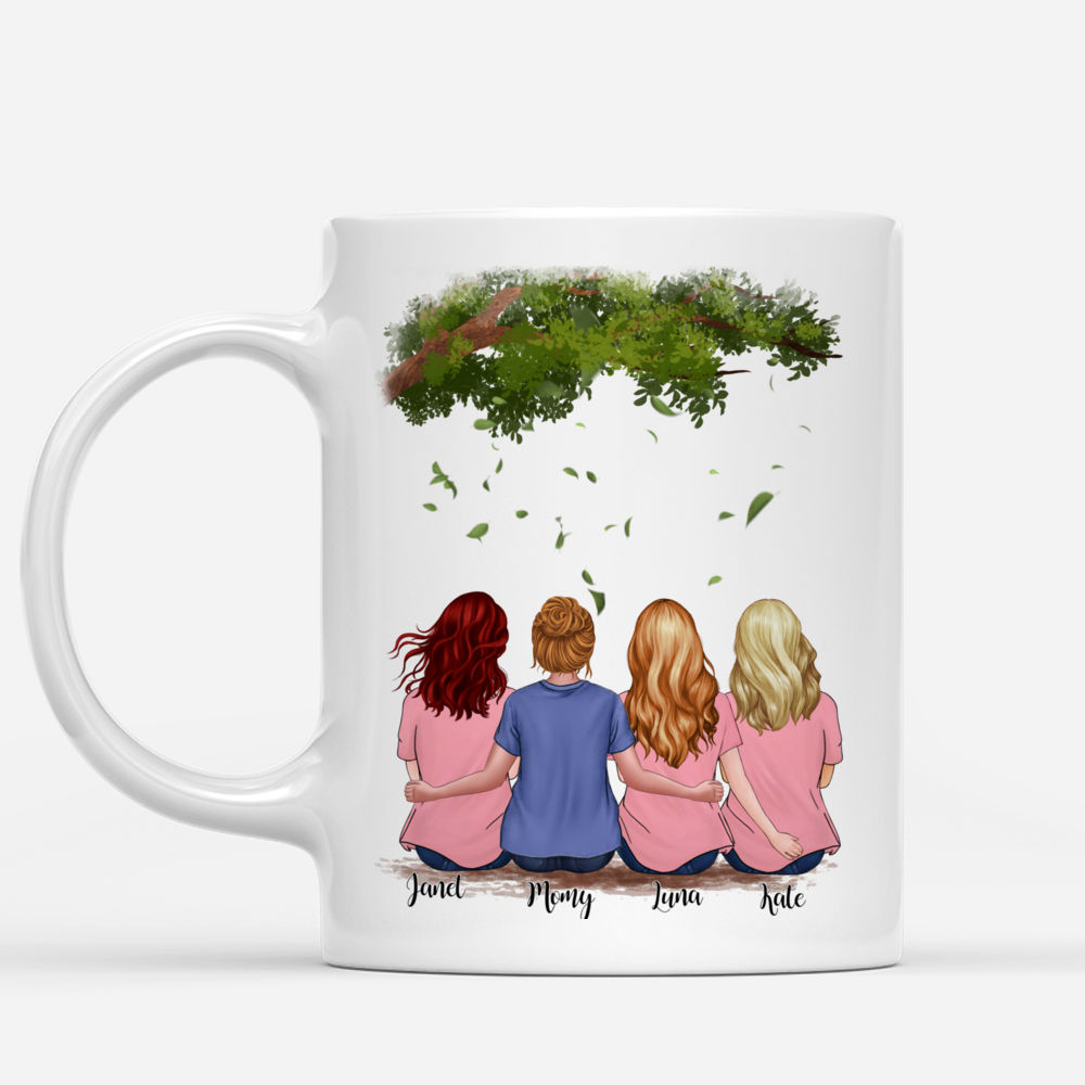 Personalized Mug - Mother & Daughter - Mother And Daughters Forever Linked Together (Green tree )_1