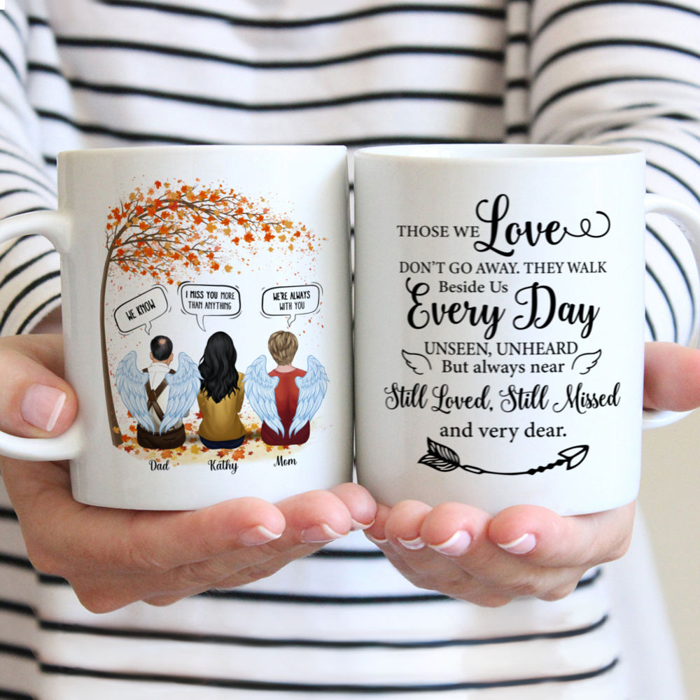 Personalized Mug - Memorial Mug - Those We Love Don't Go Away, They Walk Beside Us Everyday. (autumn)