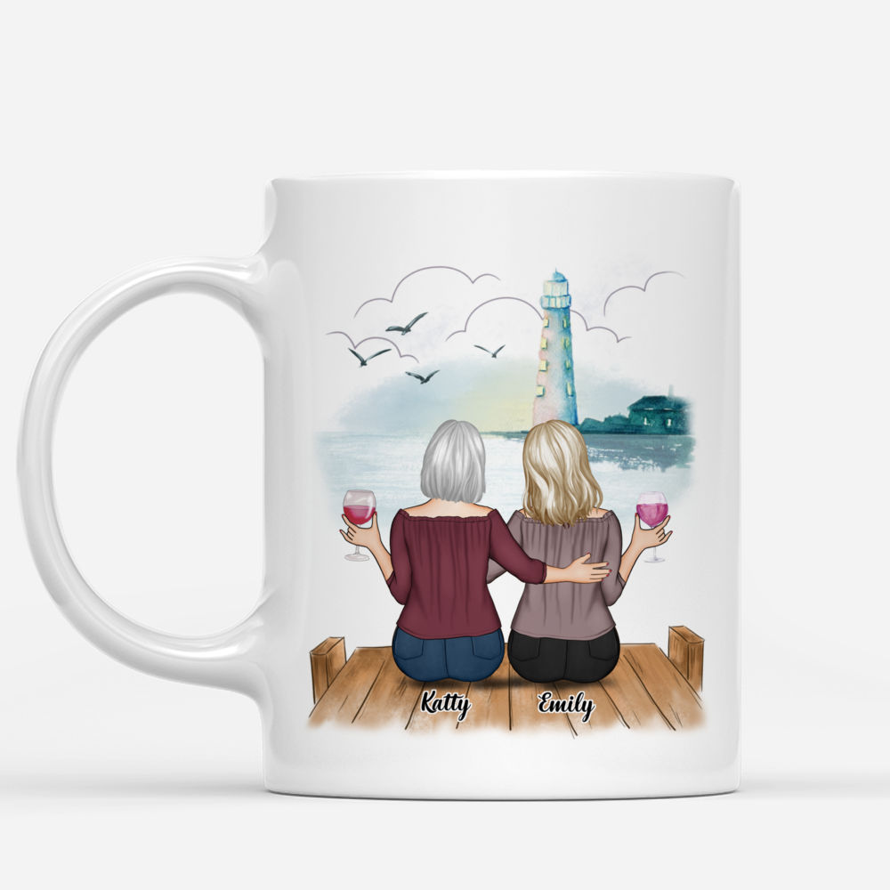 Personalized Mug - Up to 5 Women - Side by side or miles apart Old Friends will always be connected by the heart_1