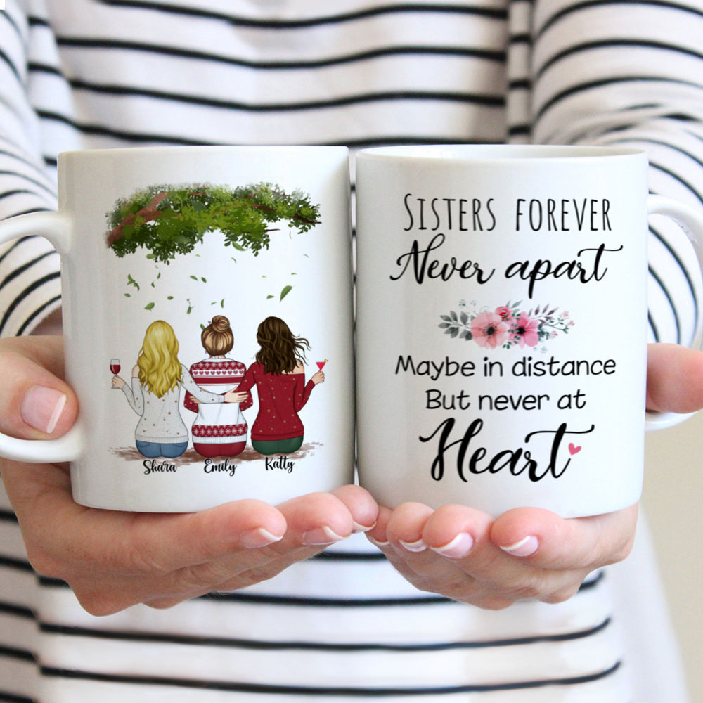 Personalized Mug - Up to 5 Women - Sisters forever, never apart ...