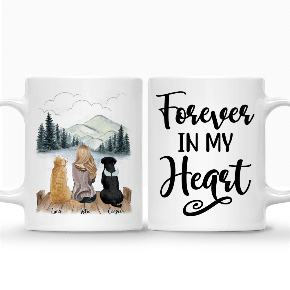 Personalized Mug - Girl and Dogs - Forever In My Heart - Up to 4 dogs_3