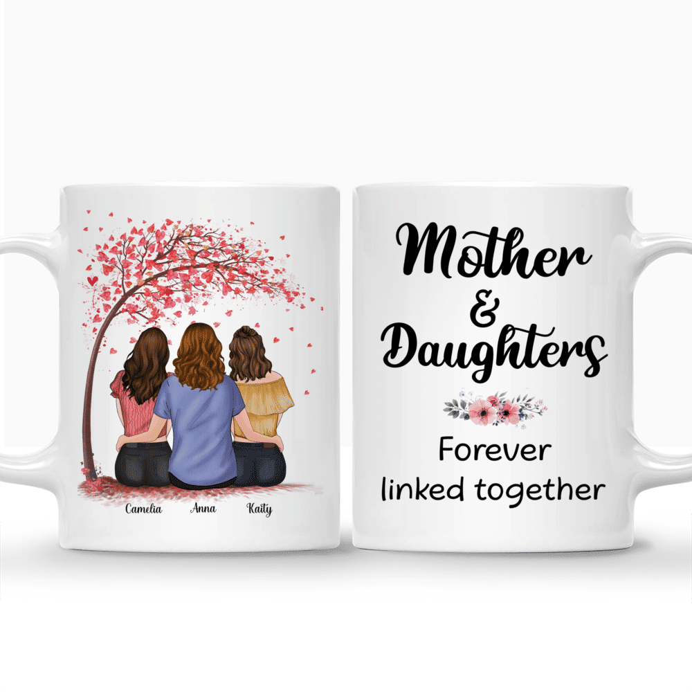 Personalized Mug - Mother & Daughter (Pink Tree) - Mother And Daughters Forever Link Together_3