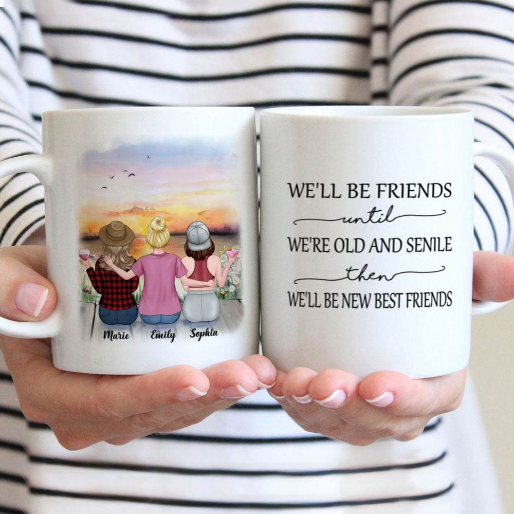 Personalized Besties Mug Sunset - We'll Be Friends Until We're Old And Senile