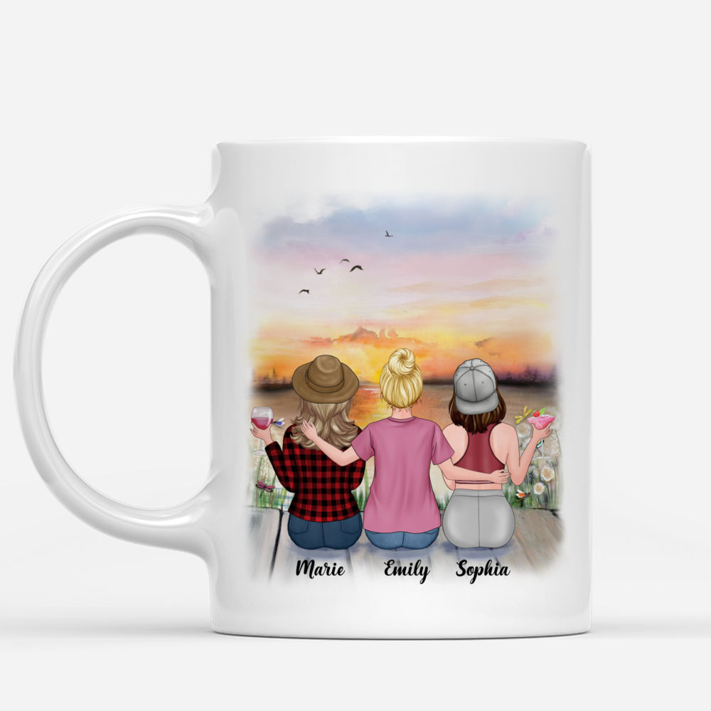 Personalized Mug - Up to 5 Girls - Besties Mug Sunset - Life Is Better With Sisters_1