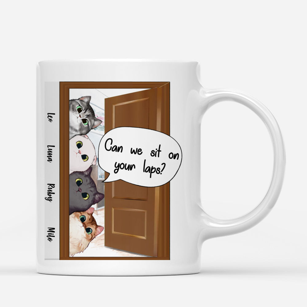 Personalized Mug - Peaking Cat - Can we sit on your laps?_1